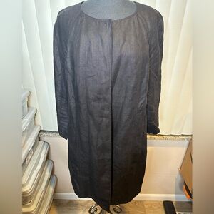 TALBOTS Black Long Sleeve 100% Irish Linen Open Front Jacket Cape Size Large